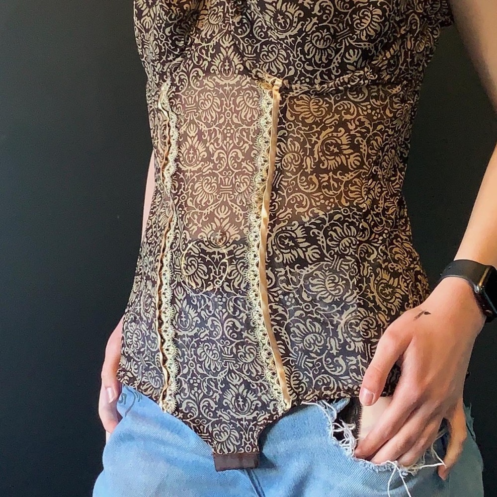 Elegant Black and Gold Bodysuit